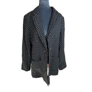 Anthropologie brand – cotton black-and-white pattern, long coat- lined Large